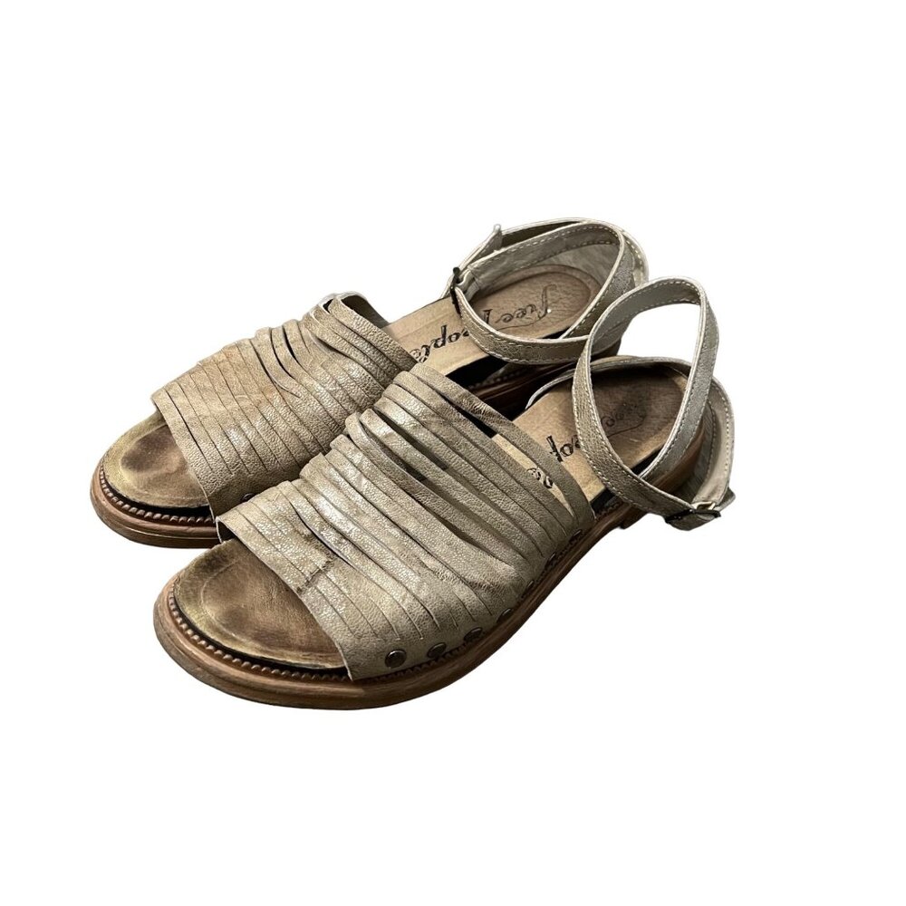 Free People Taupe Metallic Sandals Size 7 EU 37